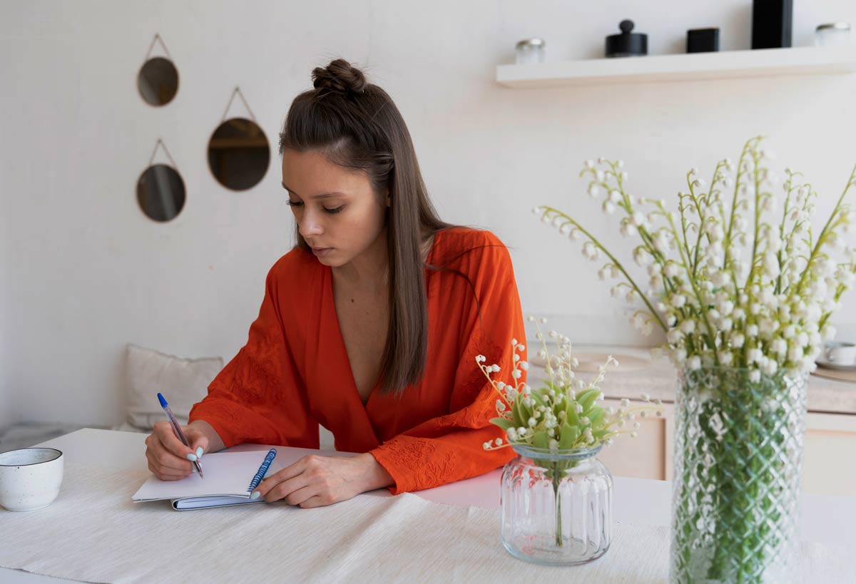 Étudiante en train de rédiger sa lettre de motivation tp secrétaire comptable